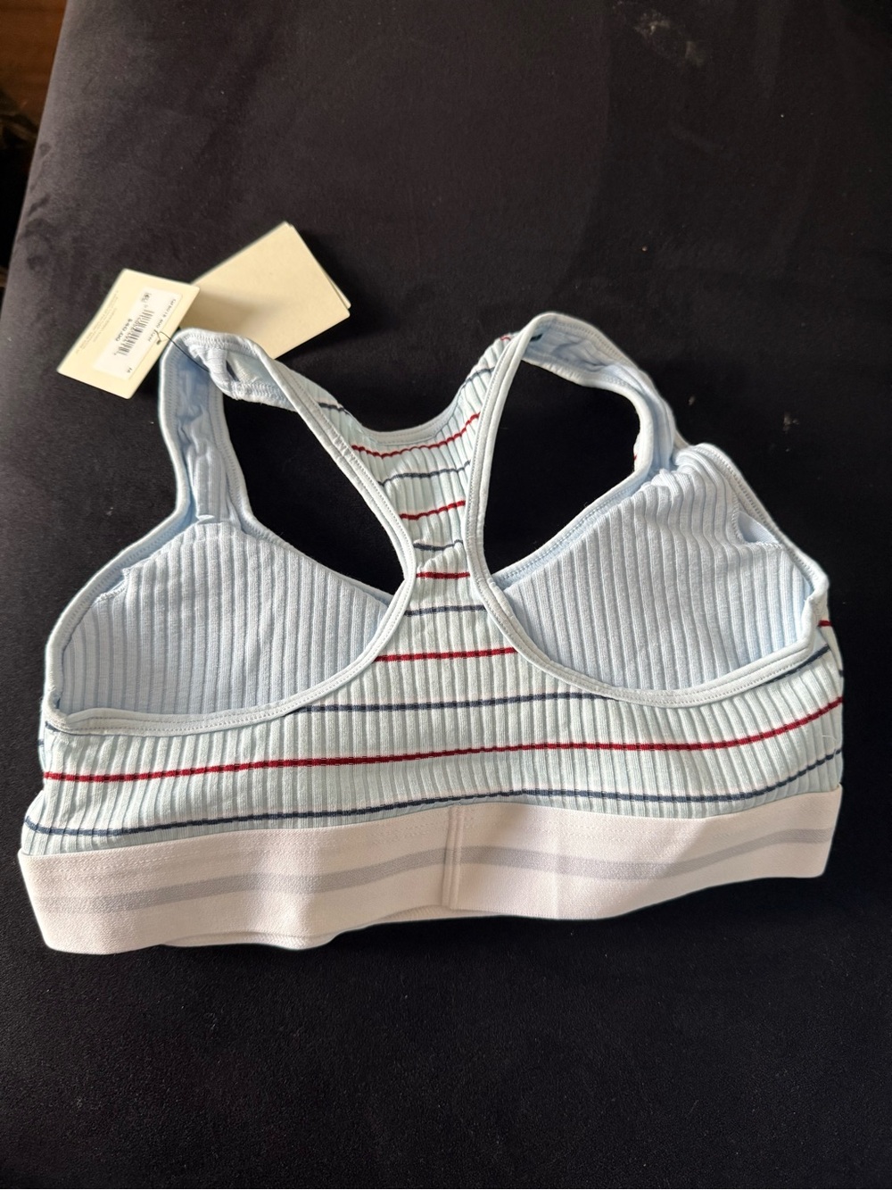 Calvin Klein Light Blue Ribbed Striped Racerback Bralette - Picture 2 of 3